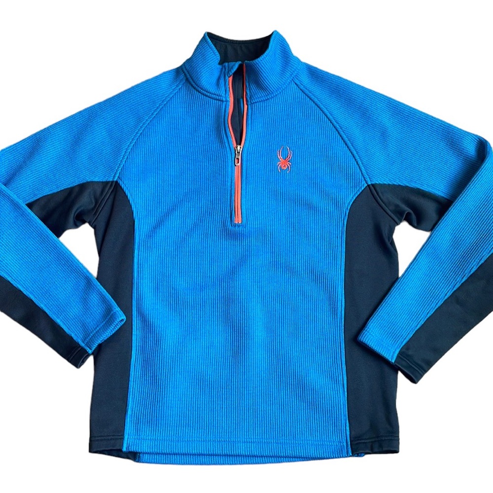 Spyder Men’s Outbound Quarter Zip Pullover Blue and Black Sweater—Men’s Size S